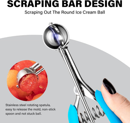 Extra Small Cookie Scoop 1 tsp, Professional Stainless Steel Tiny Ice Cream Scoop 25mm, Melon Baller Scoop Good Soft Grips, Quick Trigger Release