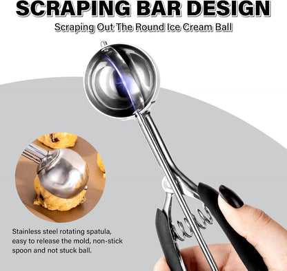 Extra Small Cookie Scoop 1 tsp, Professional Stainless Steel Tiny Ice Cream Scoop 25mm, Melon Baller Scoop Good Soft Grips, Quick Trigger Release