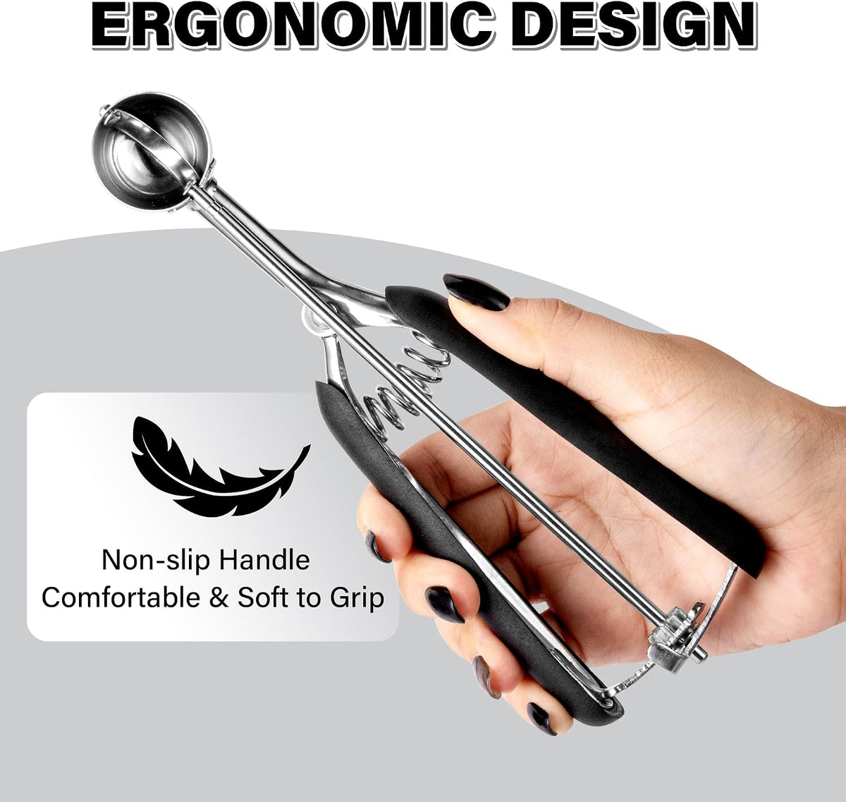 Extra Small Cookie Scoop 1 tsp, Professional Stainless Steel Tiny Ice Cream Scoop 25mm, Melon Baller Scoop Good Soft Grips, Quick Trigger Release