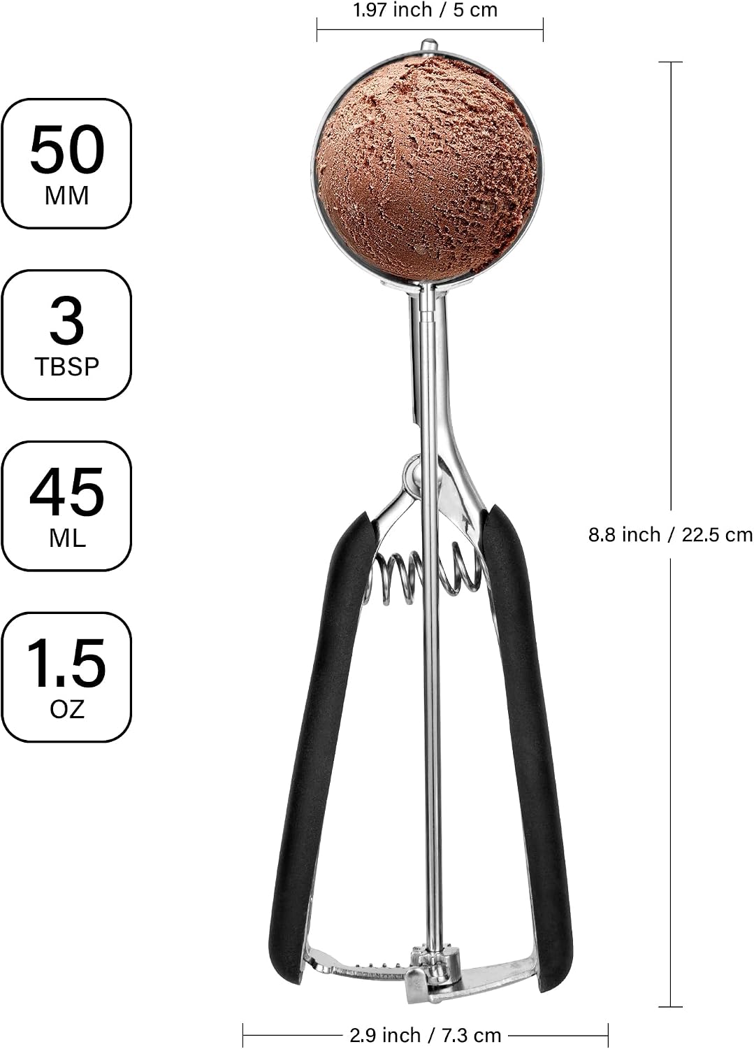 Extra Small Cookie Scoop 1 tsp, Professional Stainless Steel Tiny Ice Cream Scoop 25mm, Melon Baller Scoop Good Soft Grips, Quick Trigger Release