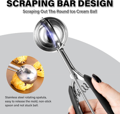 Extra Small Cookie Scoop 1 tsp, Professional Stainless Steel Tiny Ice Cream Scoop 25mm, Melon Baller Scoop Good Soft Grips, Quick Trigger Release