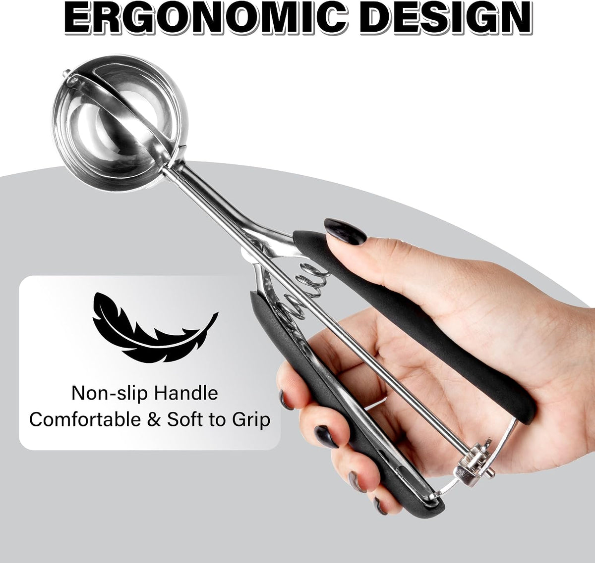 Extra Small Cookie Scoop 1 tsp, Professional Stainless Steel Tiny Ice Cream Scoop 25mm, Melon Baller Scoop Good Soft Grips, Quick Trigger Release