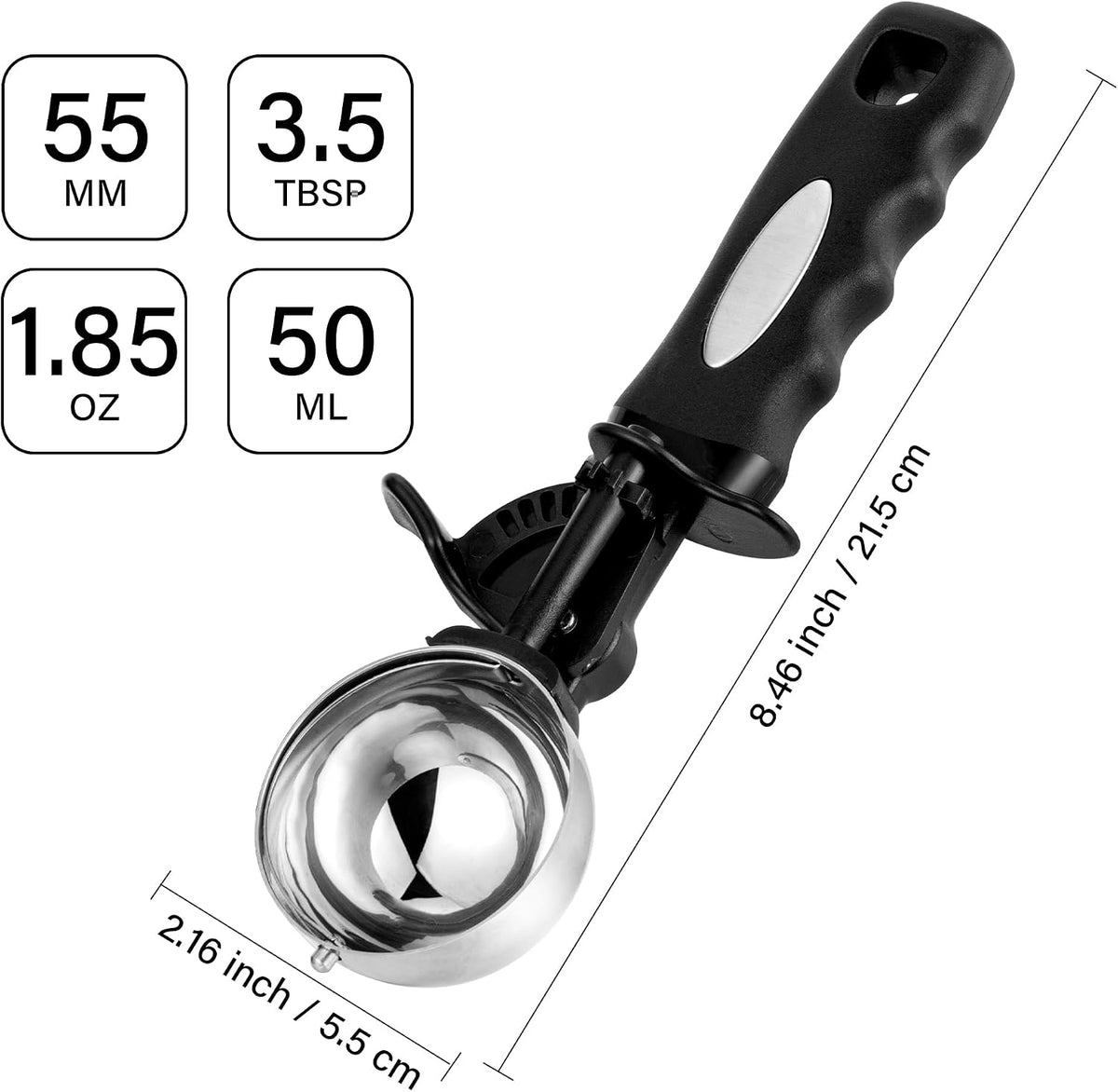 Extra Small Cookie Scoop 1 tsp, Professional Stainless Steel Tiny Ice Cream Scoop 25mm, Melon Baller Scoop Good Soft Grips, Quick Trigger Release