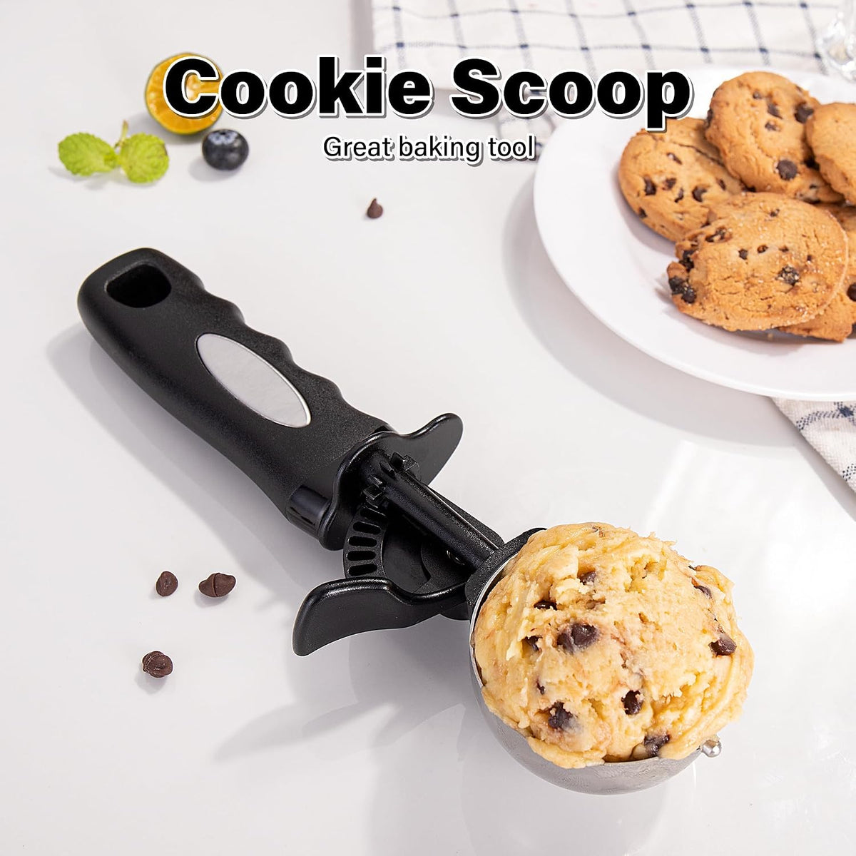 Extra Small Cookie Scoop 1 tsp, Professional Stainless Steel Tiny Ice Cream Scoop 25mm, Melon Baller Scoop Good Soft Grips, Quick Trigger Release