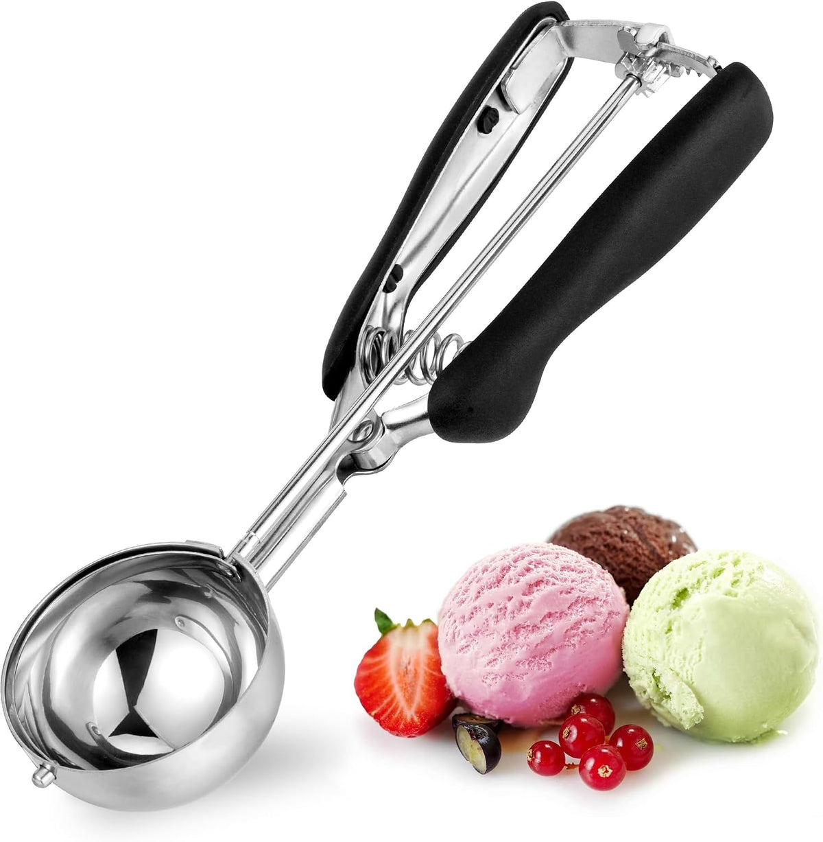 Extra Small Cookie Scoop 1 tsp, Professional Stainless Steel Tiny Ice Cream Scoop 25mm, Melon Baller Scoop Good Soft Grips, Quick Trigger Release