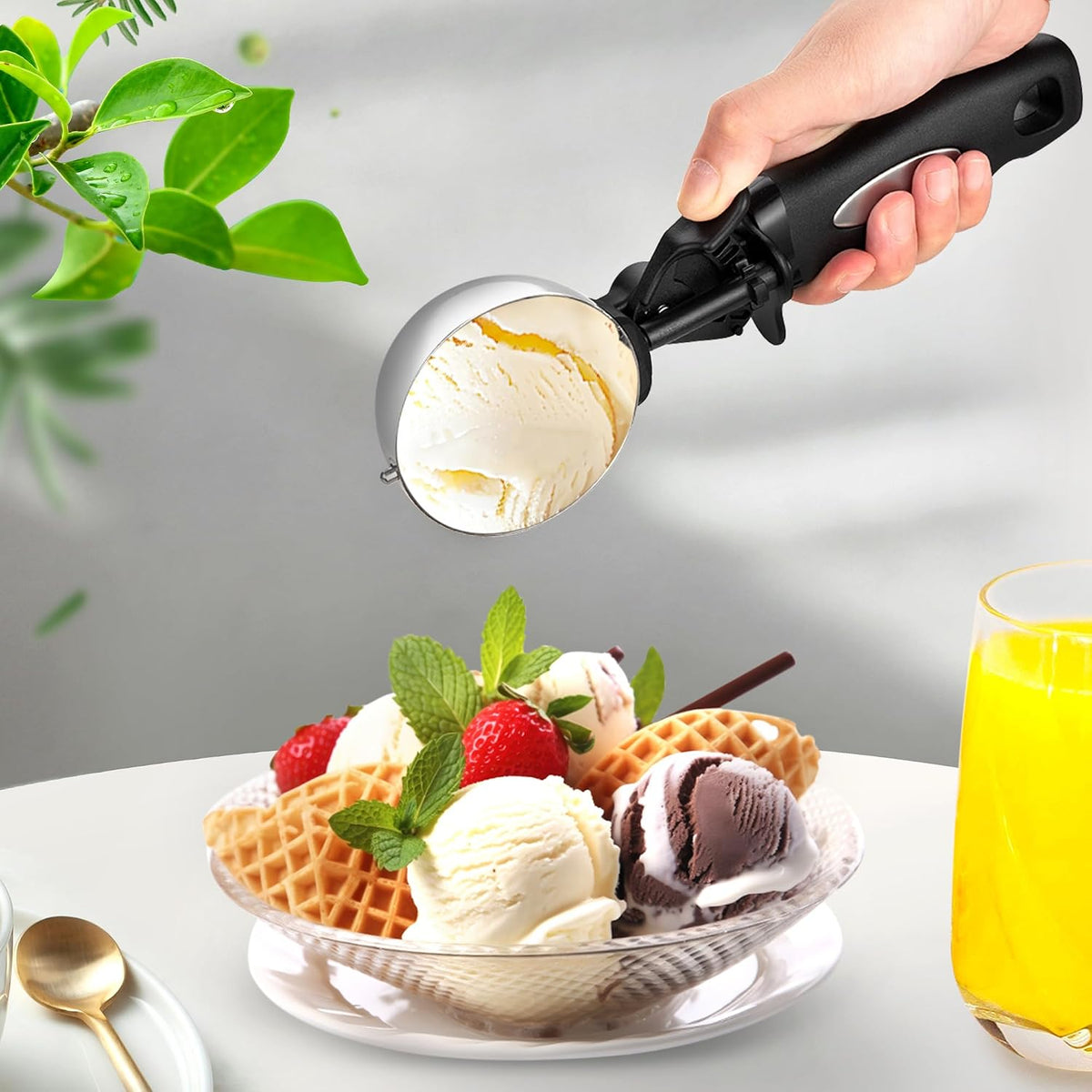 Extra Small Cookie Scoop 1 tsp, Professional Stainless Steel Tiny Ice Cream Scoop 25mm, Melon Baller Scoop Good Soft Grips, Quick Trigger Release