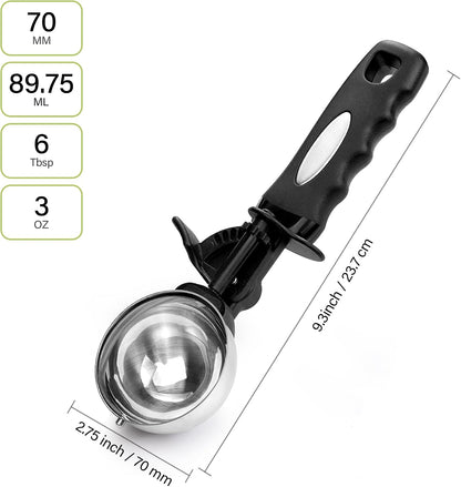 Extra Small Cookie Scoop 1 tsp, Professional Stainless Steel Tiny Ice Cream Scoop 25mm, Melon Baller Scoop Good Soft Grips, Quick Trigger Release
