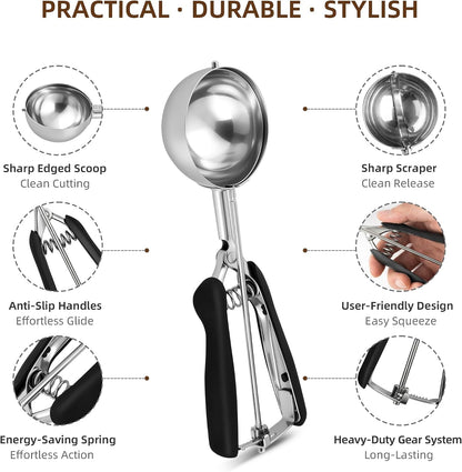 Extra Small Cookie Scoop 1 tsp, Professional Stainless Steel Tiny Ice Cream Scoop 25mm, Melon Baller Scoop Good Soft Grips, Quick Trigger Release