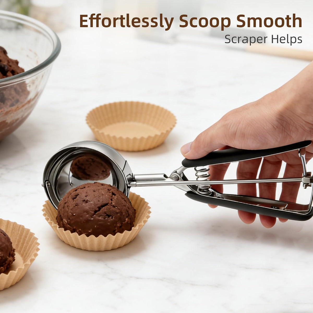 Extra Small Cookie Scoop 1 tsp, Professional Stainless Steel Tiny Ice Cream Scoop 25mm, Melon Baller Scoop Good Soft Grips, Quick Trigger Release