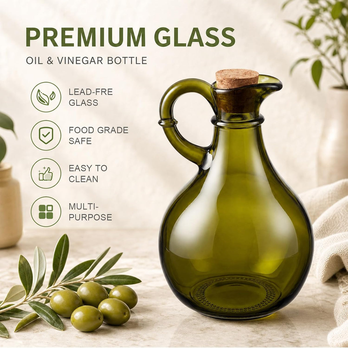 6 Sets 12oz Glass Oil and Vinegar Cruet Set with Stopper, Clear