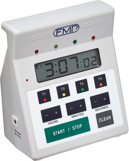 Digital 4 Channel Commercial Kitchen Countdown Timer, Water Resistant, 7-inch Height, White