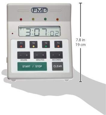 Digital 4 Channel Commercial Kitchen Countdown Timer, Water Resistant, 7-inch Height, White