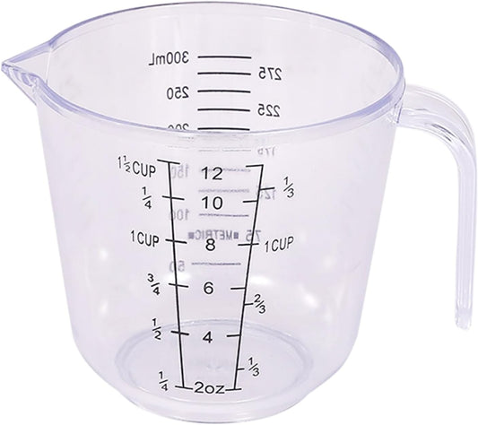 Plastic 1 ½ Cup Measuring Cup Stackable Liquid Measuring Cup with ML and Cups Measures