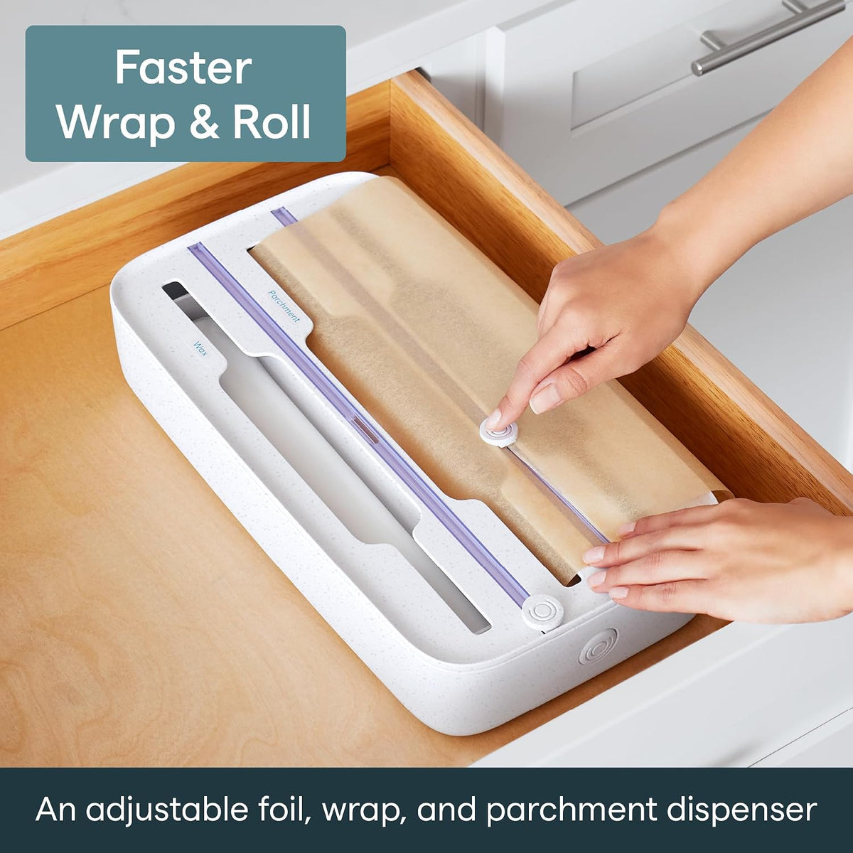 StoraRoll Food Wrap Dispenser 3-in-1, Aluminum Foil Wrap Organizer