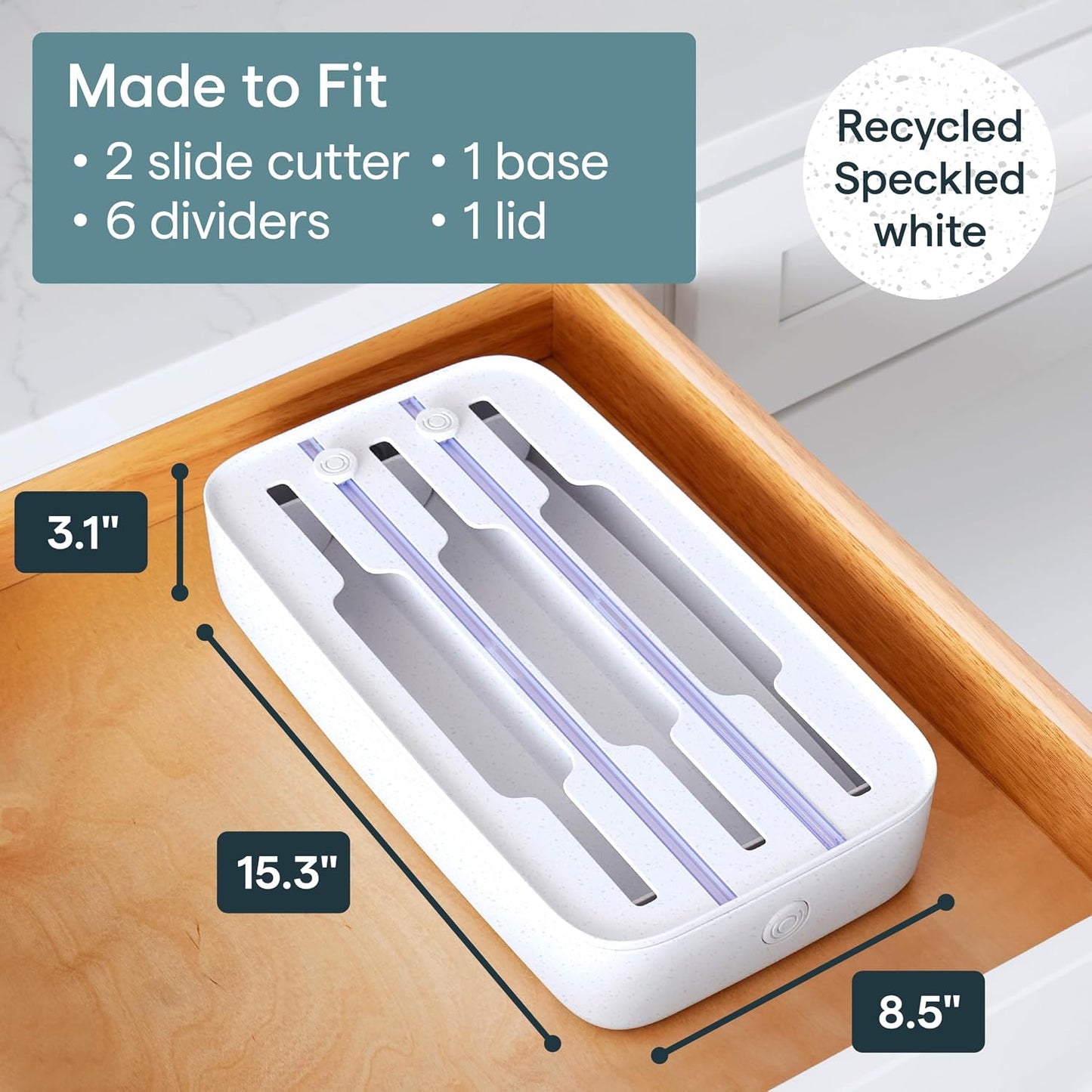 StoraRoll Food Wrap Dispenser 3-in-1, Aluminum Foil Wrap Organizer