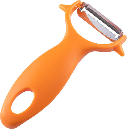 Corporation DH8171 Kimpira Peeler, 0.1 inches (3 mm), Wide, Cut, Vegetables, Julienne Potato, Sprout Remover, Dishwasher Safe, Orange, Made in Japan