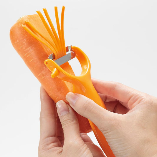 Corporation DH8171 Kimpira Peeler, 0.1 inches (3 mm), Wide, Cut, Vegetables, Julienne Potato, Sprout Remover, Dishwasher Safe, Orange, Made in Japan