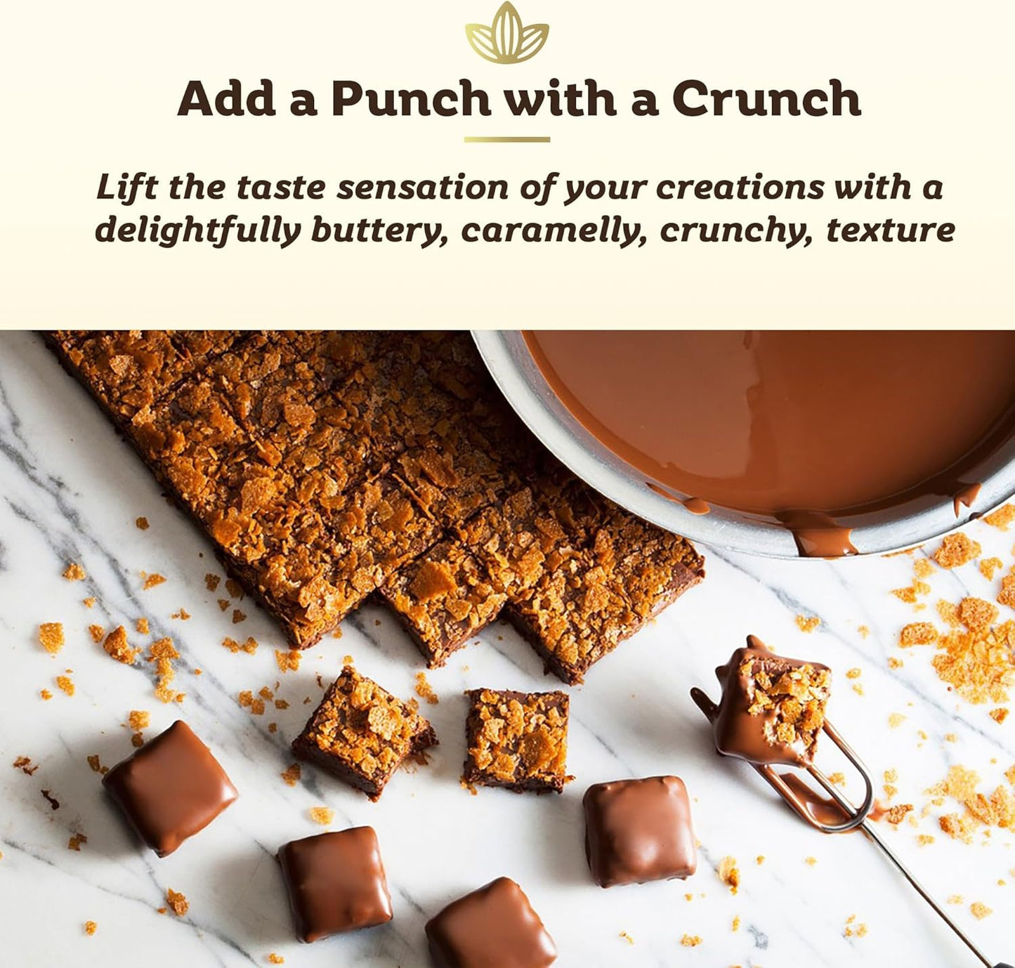 Feuilletine Crushed French Crêpe Dentelles | Crumbled Biscuit Crunch | Made With Real Butter | Imported from France | Resealable Stand Up Pouch | 12 oz/340 g