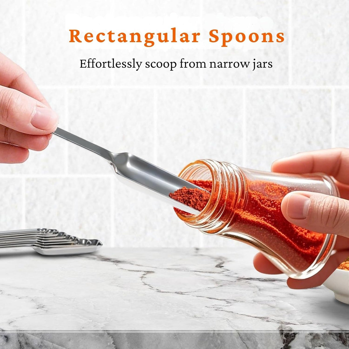 21 Pieces Measuring Cups and Spoons Set - Includes 7 Stainless Steel Measuring Cups, 8 Rectangular & 5 Mini Measuring Spoons with Leveler Fits Spice Jars, Ideal for Dry and Liquid Ingredients