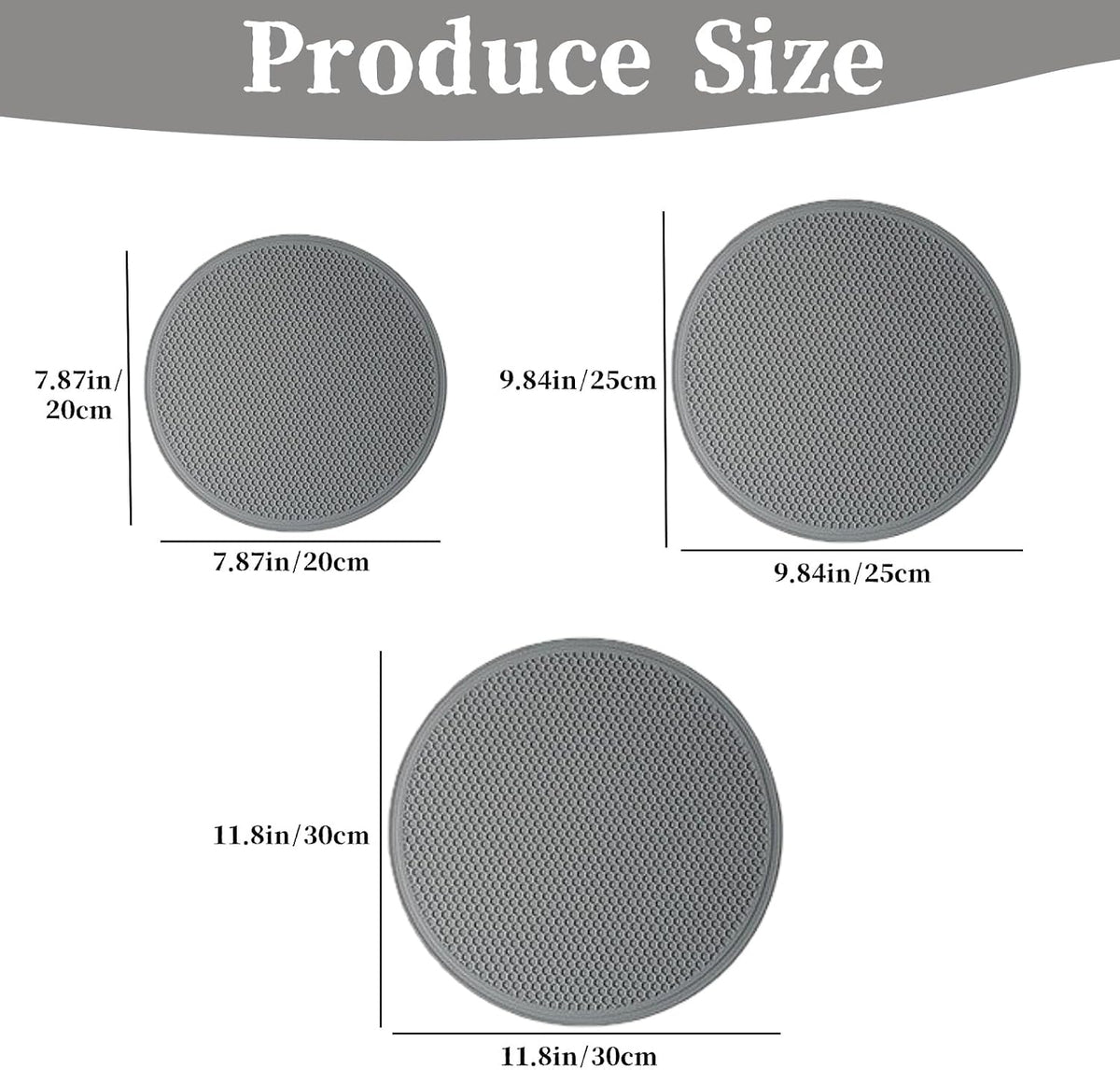 3 PCS Silicone Microwave Mat Heat Resistant Multifunctional Mat(8 10 12 Inch),Trivet,Splatter Guard,Pot Holder,Baking,Silicone Draining Mat,Place Mat,Dishwasher Safe(Gray)