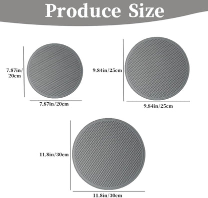 3 PCS Silicone Microwave Mat Heat Resistant Multifunctional Mat(8 10 12 Inch),Trivet,Splatter Guard,Pot Holder,Baking,Silicone Draining Mat,Place Mat,Dishwasher Safe(Gray)