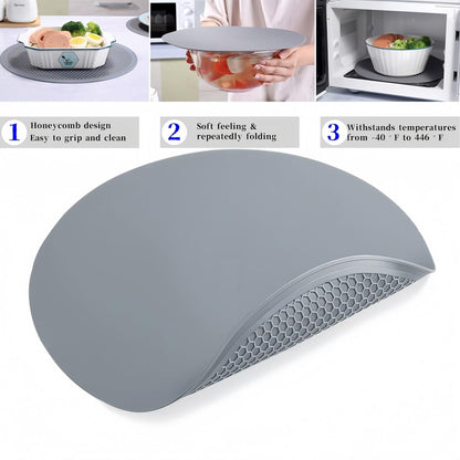 3 PCS Silicone Microwave Mat Heat Resistant Multifunctional Mat(8 10 12 Inch),Trivet,Splatter Guard,Pot Holder,Baking,Silicone Draining Mat,Place Mat,Dishwasher Safe(Gray)