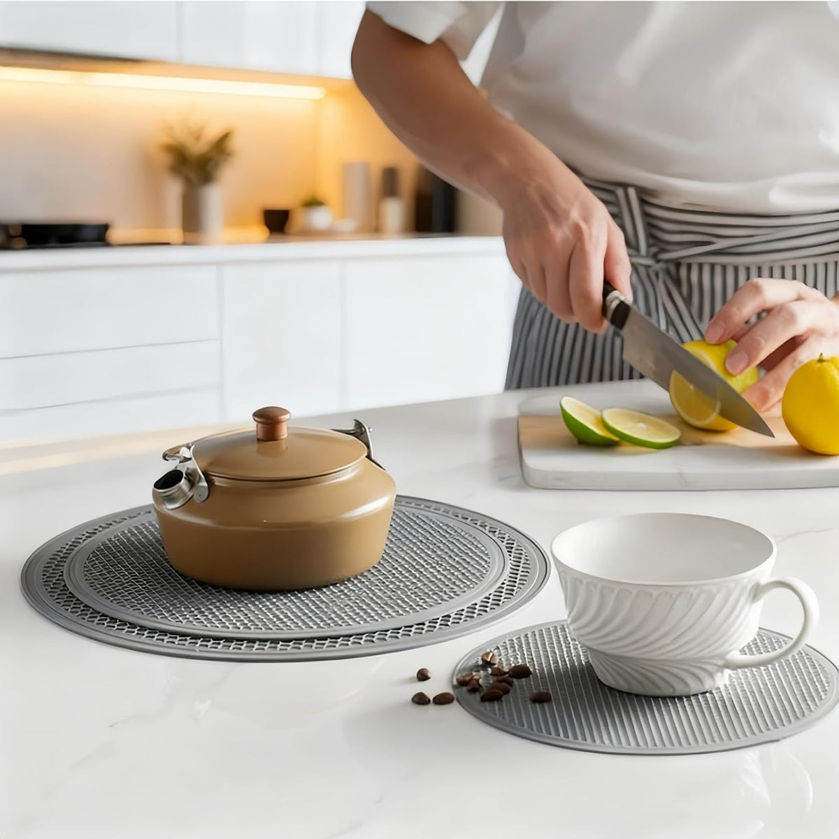3 PCS Silicone Microwave Mat Heat Resistant Multifunctional Mat(8 10 12 Inch),Trivet,Splatter Guard,Pot Holder,Baking,Silicone Draining Mat,Place Mat,Dishwasher Safe(Gray)