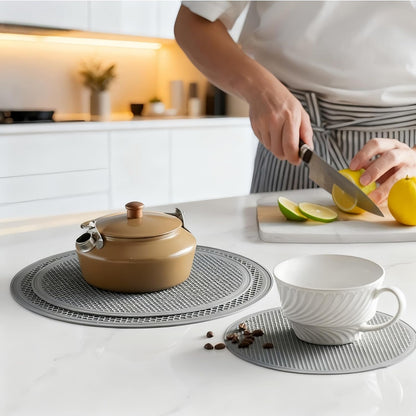 3 PCS Silicone Microwave Mat Heat Resistant Multifunctional Mat(8 10 12 Inch),Trivet,Splatter Guard,Pot Holder,Baking,Silicone Draining Mat,Place Mat,Dishwasher Safe(Gray)