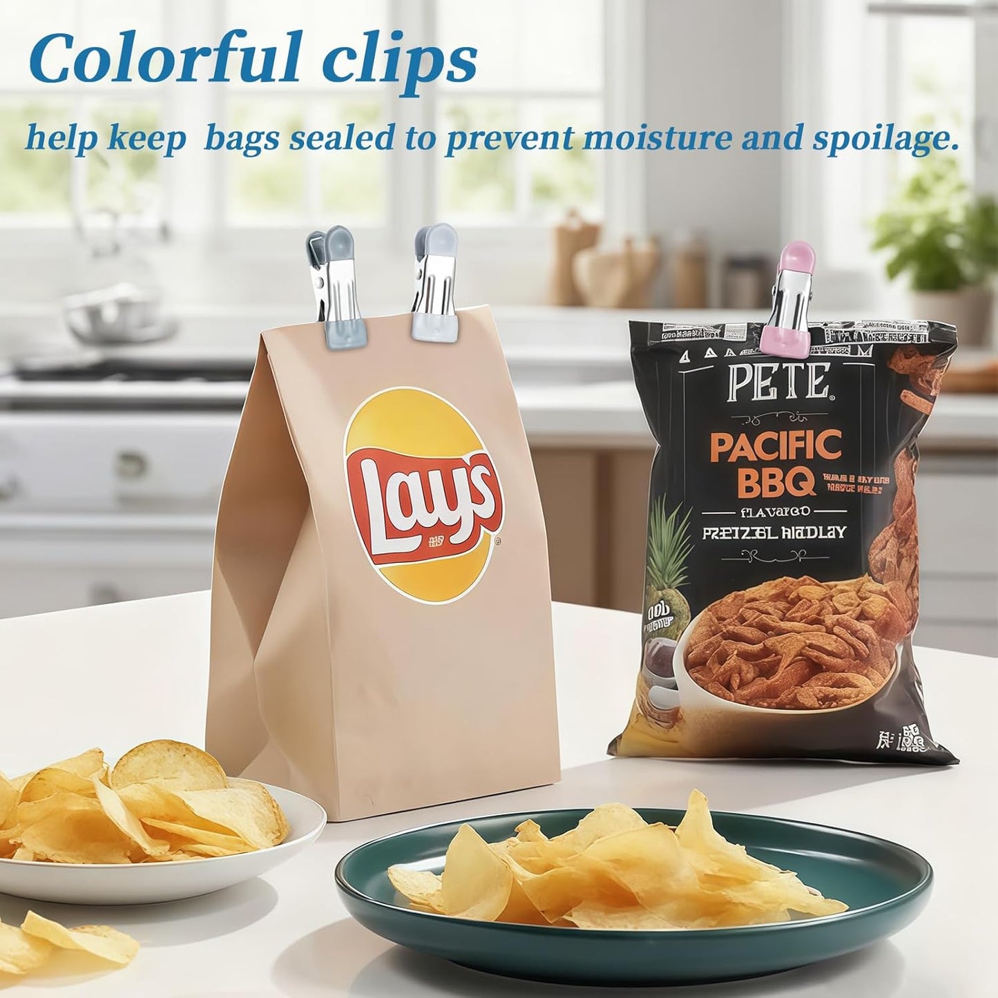 Clothes Pins, 30 Pack Chip Clips, 2.17 Inch Clothes Pins Heavy Duty, Bag Clips, Clips, clothespins, chip Clips Bag Clips Food Clips, Bag Clips for Food,Food Clips,chip Bag Clip(6 Colors)