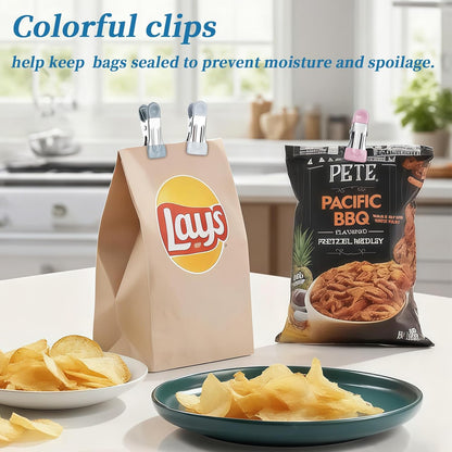 Clothes Pins, 30 Pack Chip Clips, 2.17 Inch Clothes Pins Heavy Duty, Bag Clips, Clips, clothespins, chip Clips Bag Clips Food Clips, Bag Clips for Food,Food Clips,chip Bag Clip(6 Colors)
