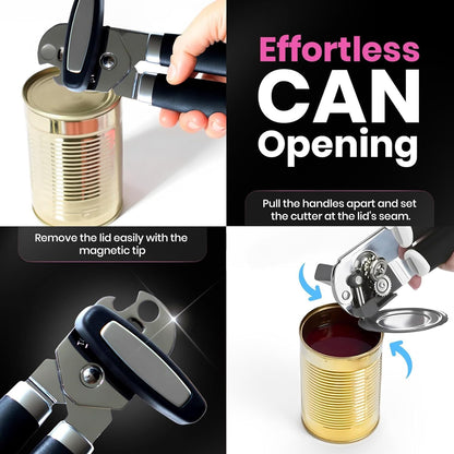 Professional Grade Handheld Manual Multifunction Can Opener & Bottle Opener With Magnet Heavy Duty and Smooth Handle With Comfortable Grip - Pink - EEF Group