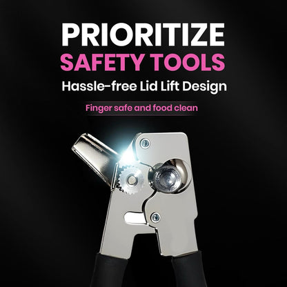 Professional Grade Handheld Manual Multifunction Can Opener & Bottle Opener With Magnet Heavy Duty and Smooth Handle With Comfortable Grip - Pink - EEF Group