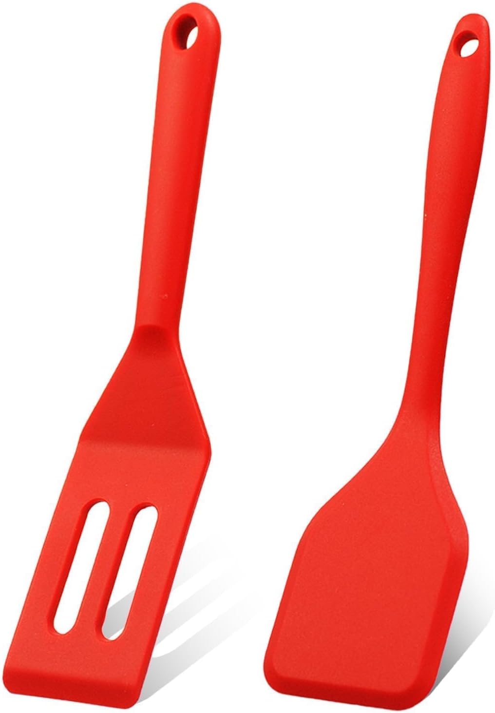 Mini Silicone Brownie Serving Spatula Set Flexible Non Stick Serve Turner Heat Resistant Cooking Spatula for Flip Eggs Crepe Steak Pizza Kitchen Utensil (Red, Black)