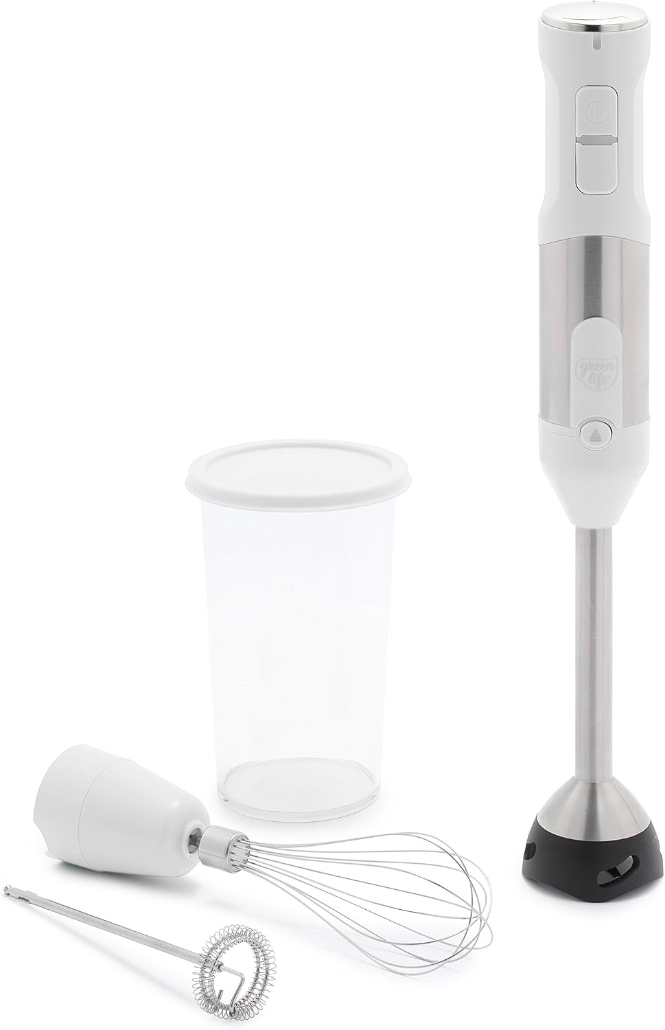 500-Watt Immersion Electric Handheld Stick Blender with Stainless Steel Blades, Whisk, Frother, Measuring Cup and Lid, Soups, Puree, Cake, Multi-Speed Control, Portable, Turquoise