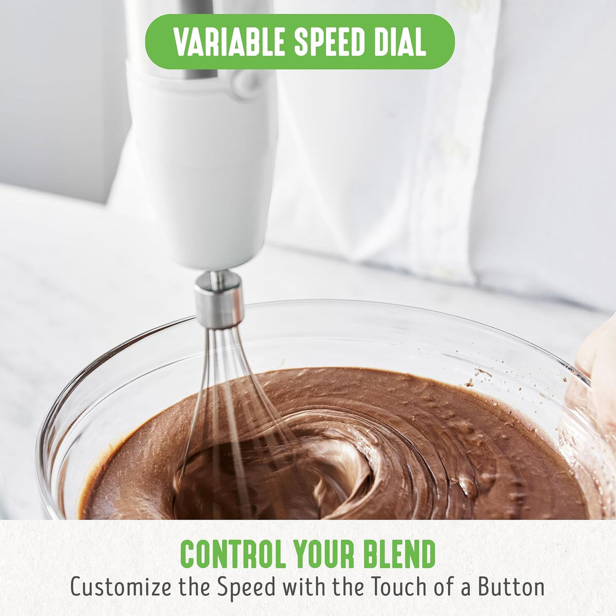 500-Watt Immersion Electric Handheld Stick Blender with Stainless Steel Blades, Whisk, Frother, Measuring Cup and Lid, Soups, Puree, Cake, Multi-Speed Control, Portable, Turquoise