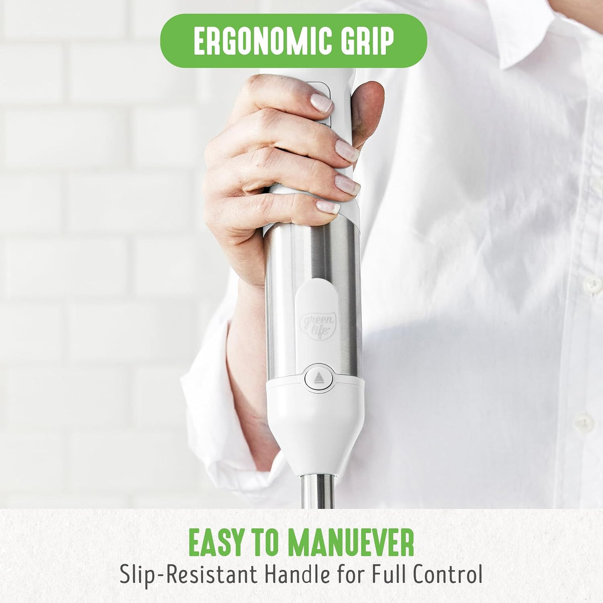 500-Watt Immersion Electric Handheld Stick Blender with Stainless Steel Blades, Whisk, Frother, Measuring Cup and Lid, Soups, Puree, Cake, Multi-Speed Control, Portable, Turquoise