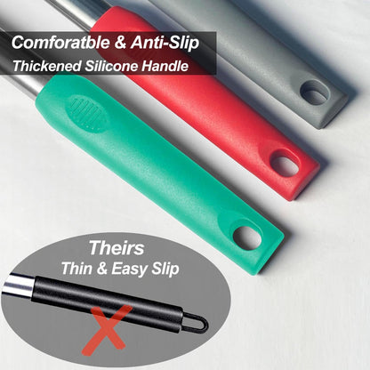 2 Pack Spatulas, Solid & Slotted Silicone Spatula Set, Stainless Steel Handle Coated with Silicone, Non Stick Turners, Heat Resistant Rubber Spatulas for Fish, Eggs, Pancakes, WOK, Black