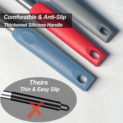2 Pack Spatulas, Solid & Slotted Silicone Spatula Set, Stainless Steel Handle Coated with Silicone, Non Stick Turners, Heat Resistant Rubber Spatulas for Fish, Eggs, Pancakes, WOK, Black