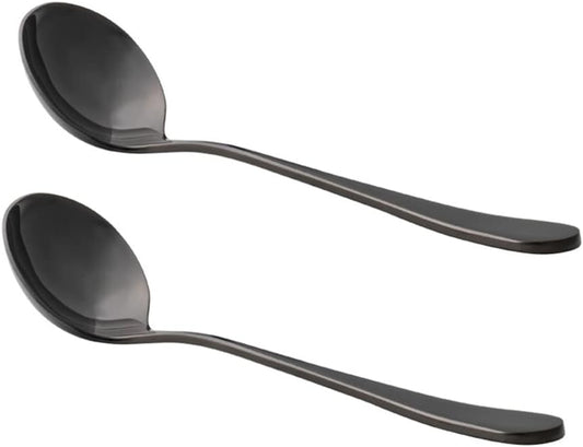 Professional Coffee Cupping Spoon, Round Stainless Steel Spoon for Coffee Tasting,Coffee Scoop for Roasters and Cuppers, Black, Set of 2