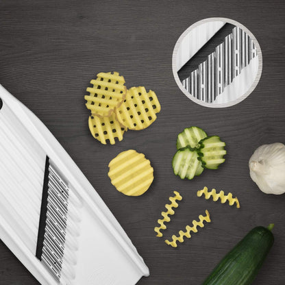 Wave-Waffle XXL PowerLine Crinkle Cut Vegetable Slicer (White) • Wavy Mandoline for Vegetables • Wave/Waffle/Crinkle Cut • Potato Slicer for Lattice Potatoes
