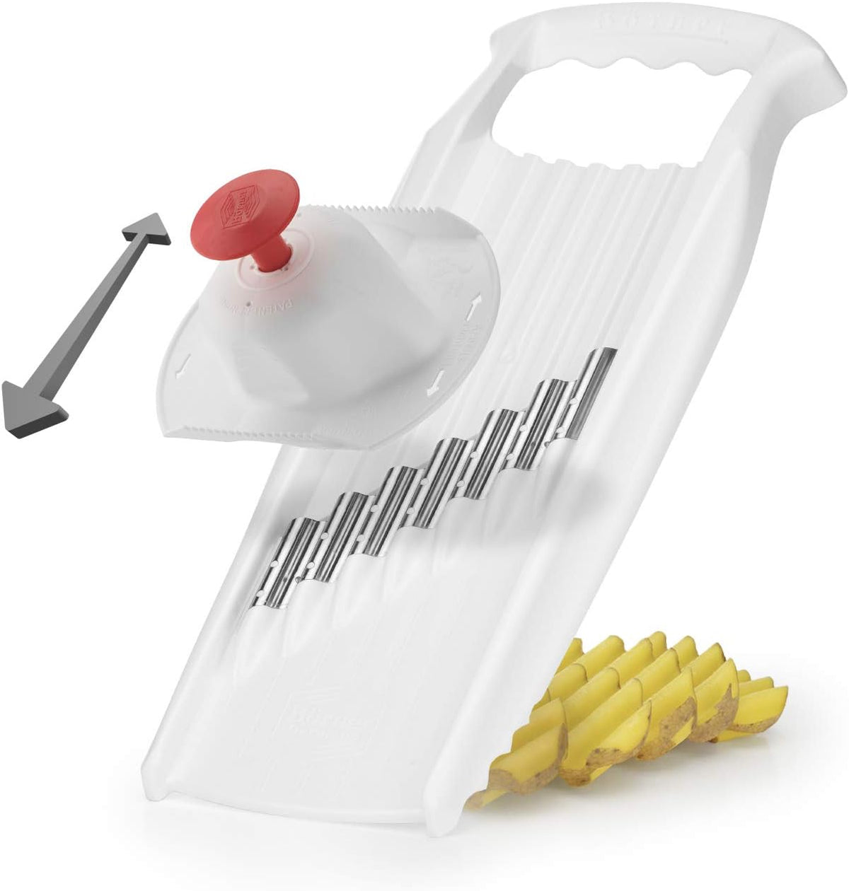 Wave-Waffle XXL PowerLine Crinkle Cut Vegetable Slicer (White) • Wavy Mandoline for Vegetables • Wave/Waffle/Crinkle Cut • Potato Slicer for Lattice Potatoes