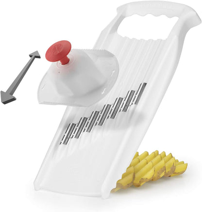 Wave-Waffle XXL PowerLine Crinkle Cut Vegetable Slicer (White) • Wavy Mandoline for Vegetables • Wave/Waffle/Crinkle Cut • Potato Slicer for Lattice Potatoes