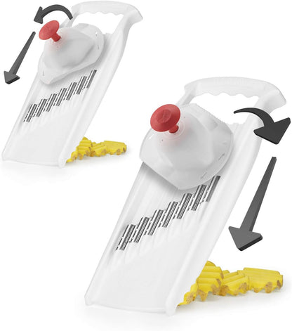 Wave-Waffle XXL PowerLine Crinkle Cut Vegetable Slicer (White) • Wavy Mandoline for Vegetables • Wave/Waffle/Crinkle Cut • Potato Slicer for Lattice Potatoes