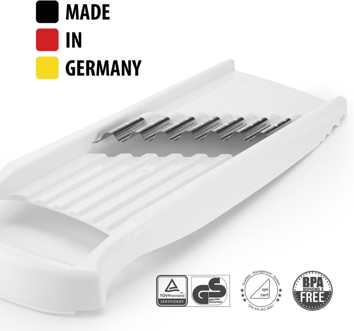 Wave-Waffle XXL PowerLine Crinkle Cut Vegetable Slicer (White) • Wavy Mandoline for Vegetables • Wave/Waffle/Crinkle Cut • Potato Slicer for Lattice Potatoes