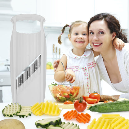 Wave-Waffle XXL PowerLine Crinkle Cut Vegetable Slicer (White) • Wavy Mandoline for Vegetables • Wave/Waffle/Crinkle Cut • Potato Slicer for Lattice Potatoes