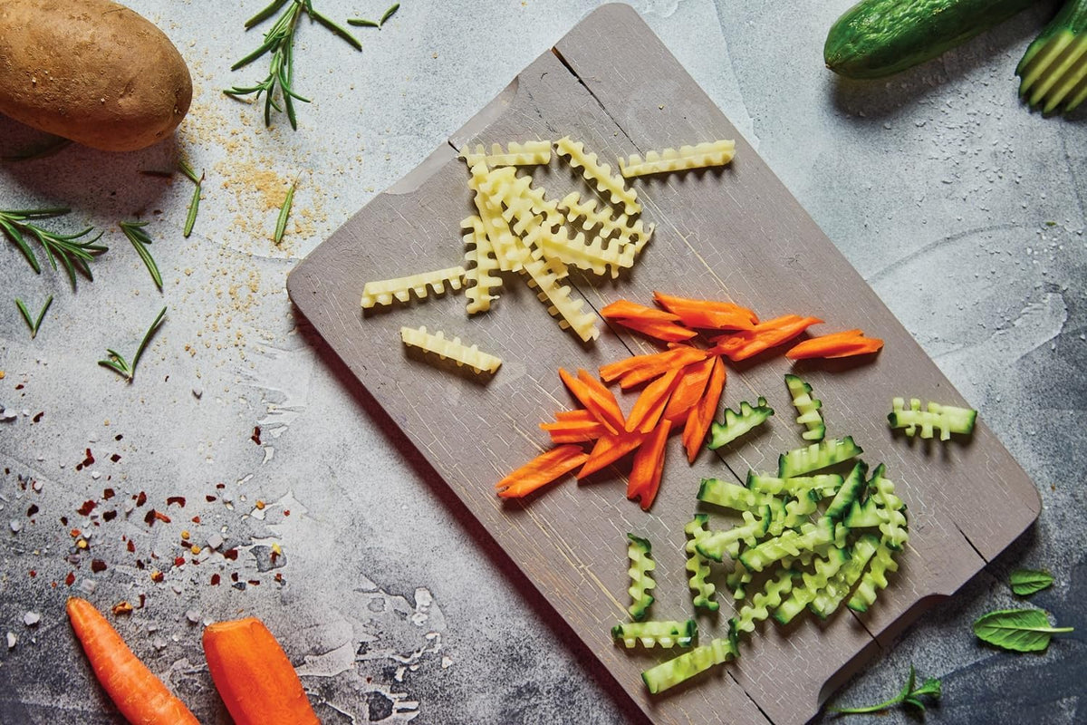Wave-Waffle XXL PowerLine Crinkle Cut Vegetable Slicer (White) • Wavy Mandoline for Vegetables • Wave/Waffle/Crinkle Cut • Potato Slicer for Lattice Potatoes