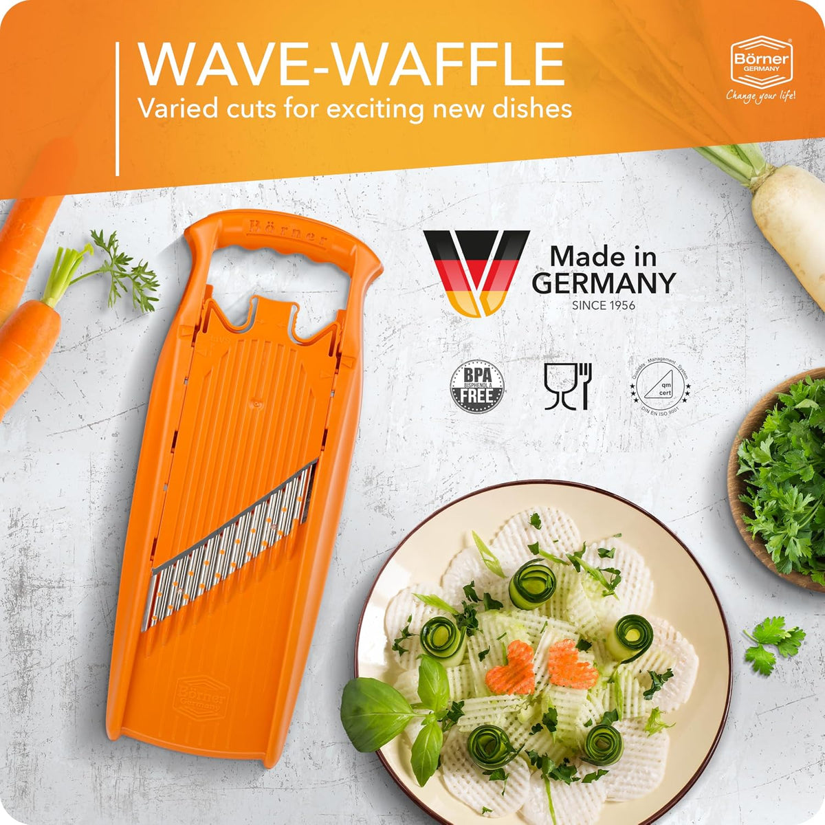 Wave-Waffle XXL PowerLine Crinkle Cut Vegetable Slicer (White) • Wavy Mandoline for Vegetables • Wave/Waffle/Crinkle Cut • Potato Slicer for Lattice Potatoes
