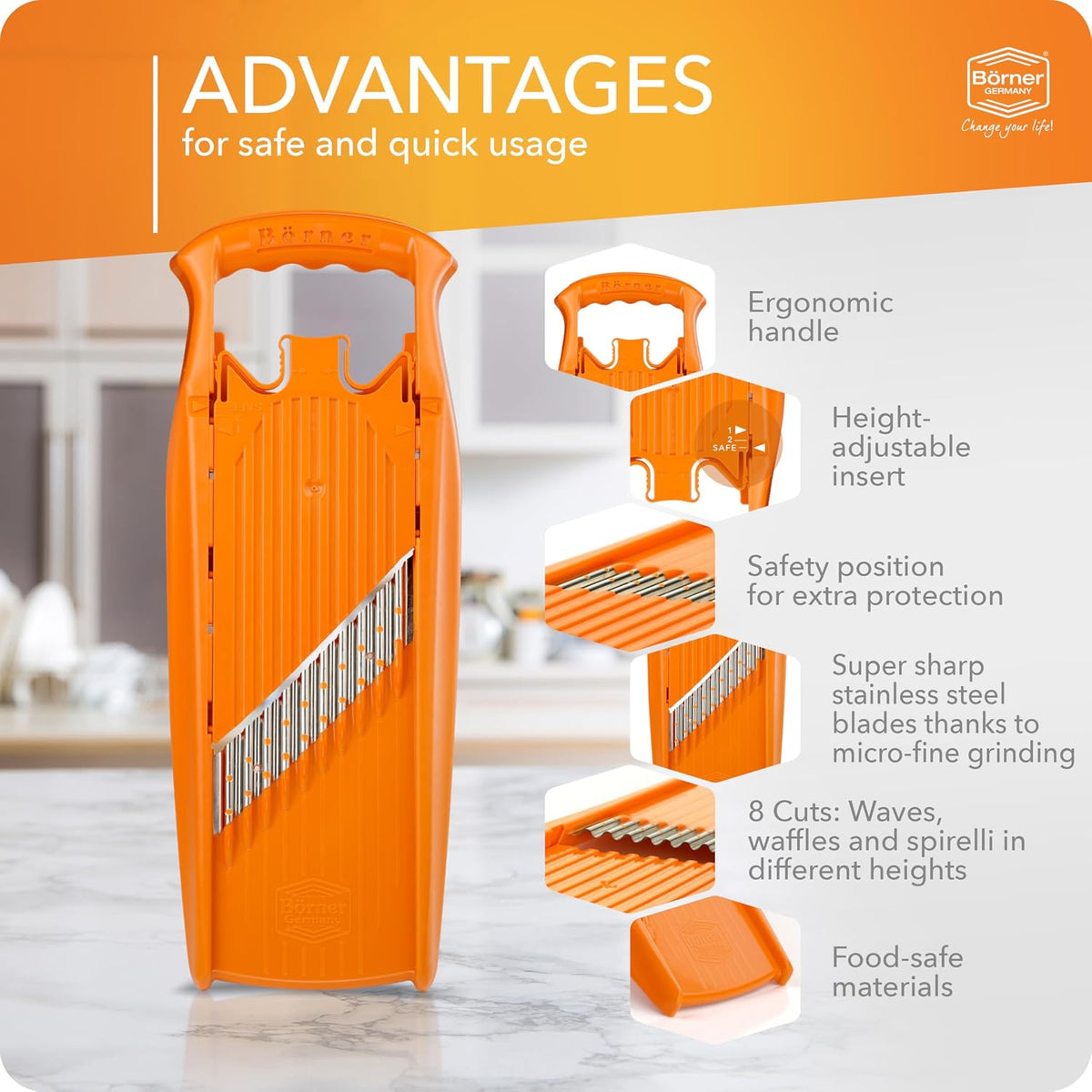 Wave-Waffle XXL PowerLine Crinkle Cut Vegetable Slicer (White) • Wavy Mandoline for Vegetables • Wave/Waffle/Crinkle Cut • Potato Slicer for Lattice Potatoes