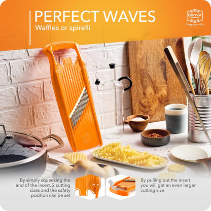Wave-Waffle XXL PowerLine Crinkle Cut Vegetable Slicer (White) • Wavy Mandoline for Vegetables • Wave/Waffle/Crinkle Cut • Potato Slicer for Lattice Potatoes