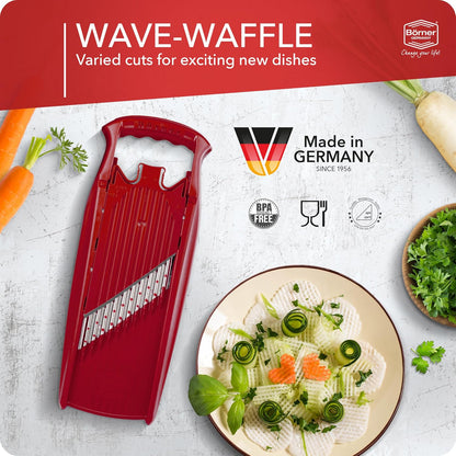 Wave-Waffle XXL PowerLine Crinkle Cut Vegetable Slicer (White) • Wavy Mandoline for Vegetables • Wave/Waffle/Crinkle Cut • Potato Slicer for Lattice Potatoes